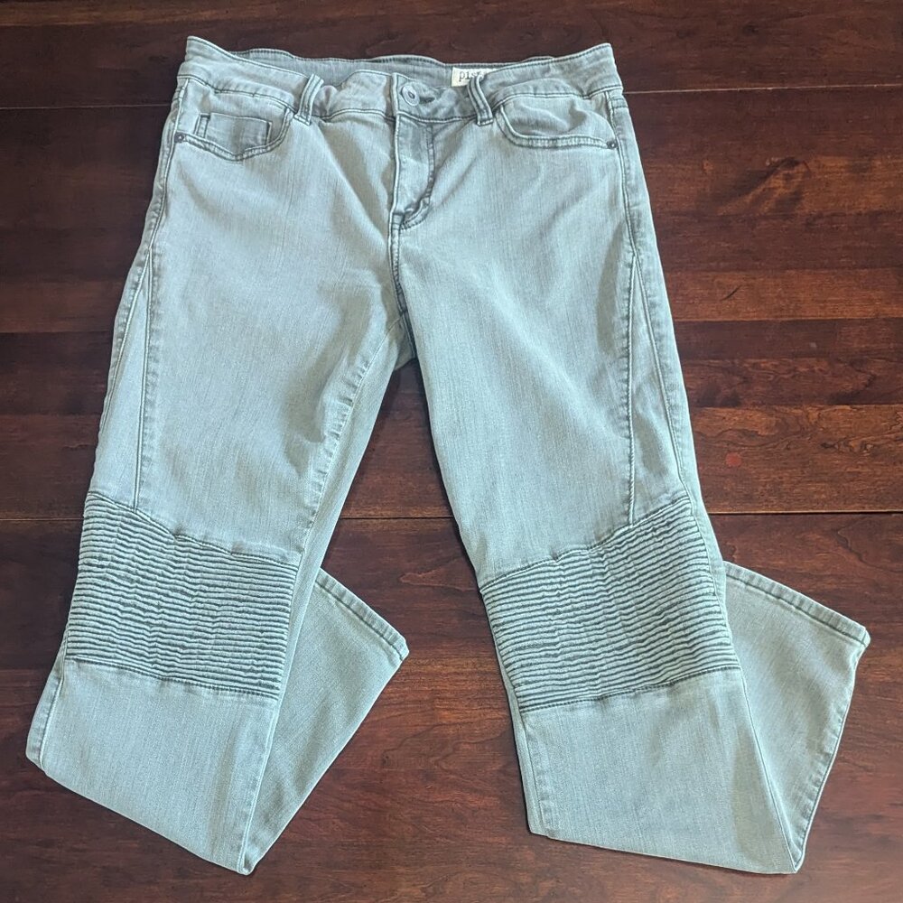 Pistola Anthropologie Womens Sz 29 Military Green Moto Jeans Skinny Biker Ribbed